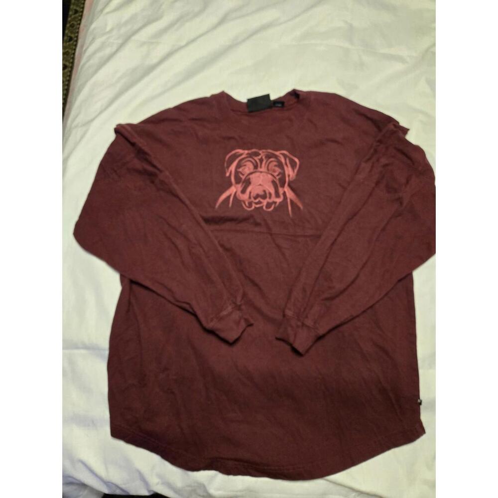 Pennant Georgia Bulldogs Embroidered Long Sleeve Shirt Maroon Sz M Minimalistic